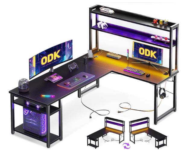 odk corner gaming desk with storage