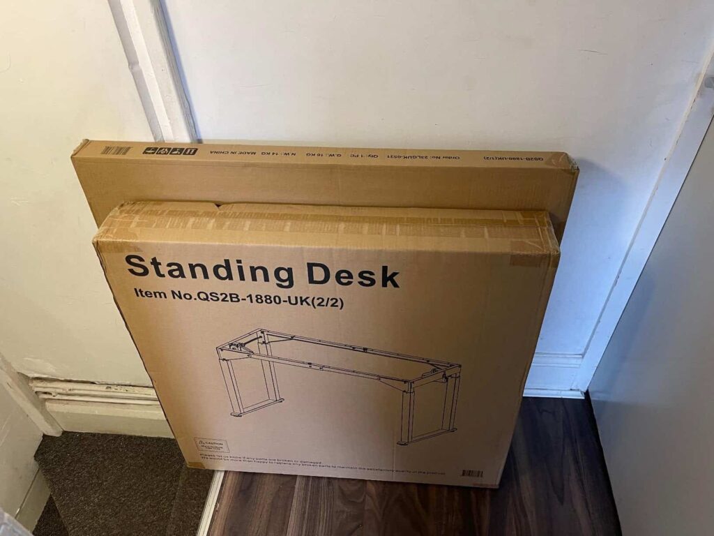 view of our own purchase testing flexispot ergonomic l shaped gaming desk uk our unboxing package arrival several weeks to months 