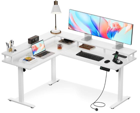 officego standing corner desk with drawers