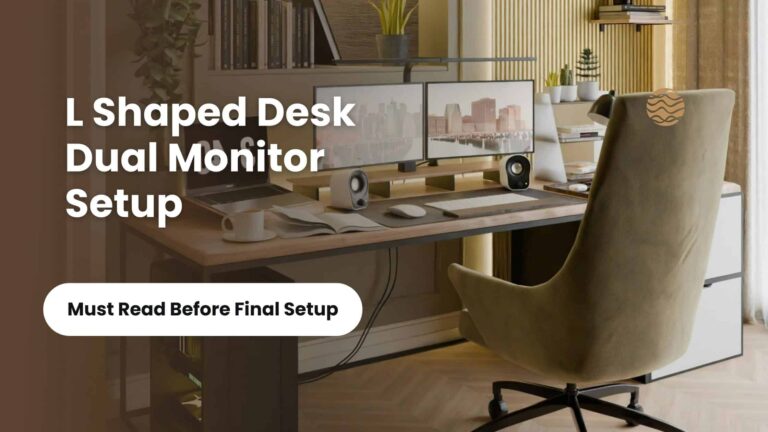 l shaped desk dual monitor setup 